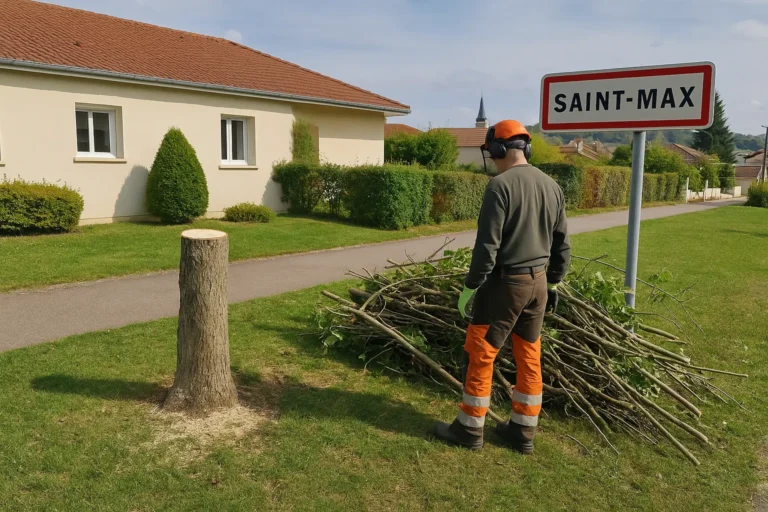 Elagage a Saint-Max, arbre coupe