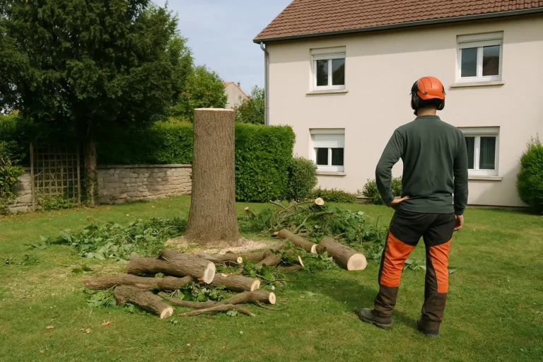 Arboriste admirant son travail terminé.